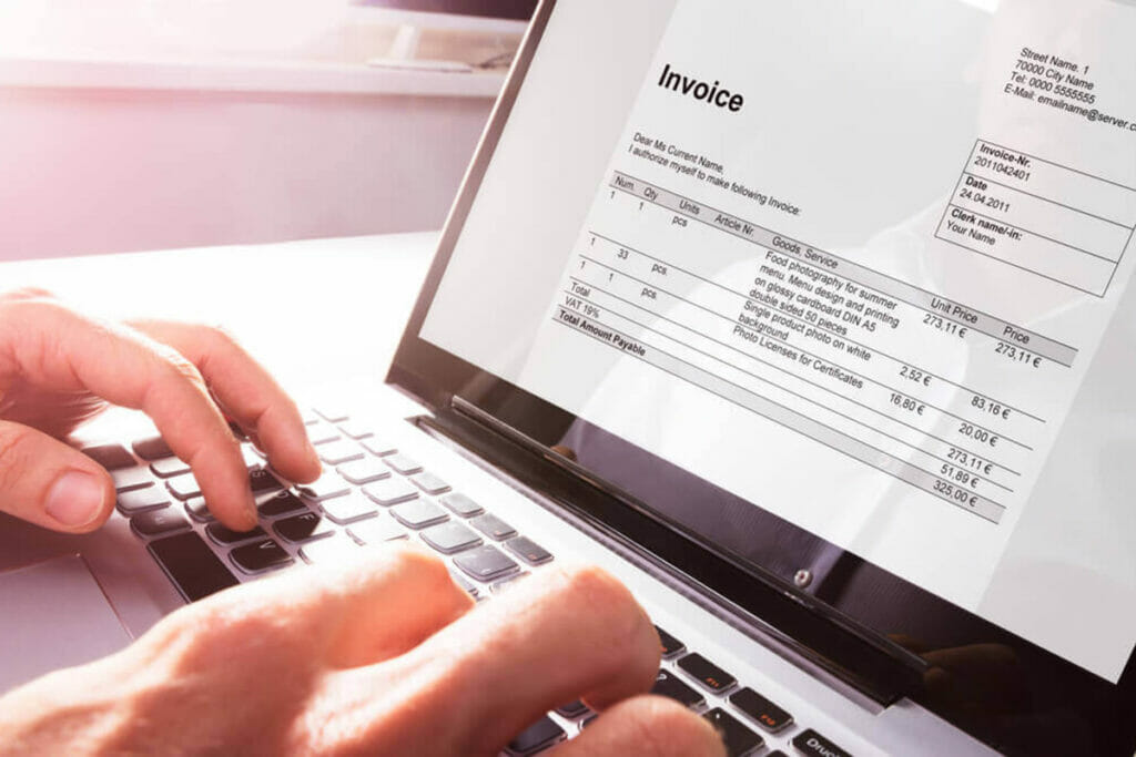 Invoice on Laptop