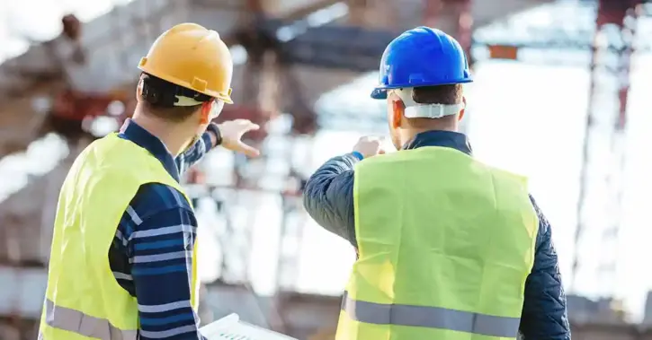 General contractors and subcontractors coordinating on construction site