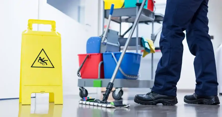 Janitor Mopping Floor