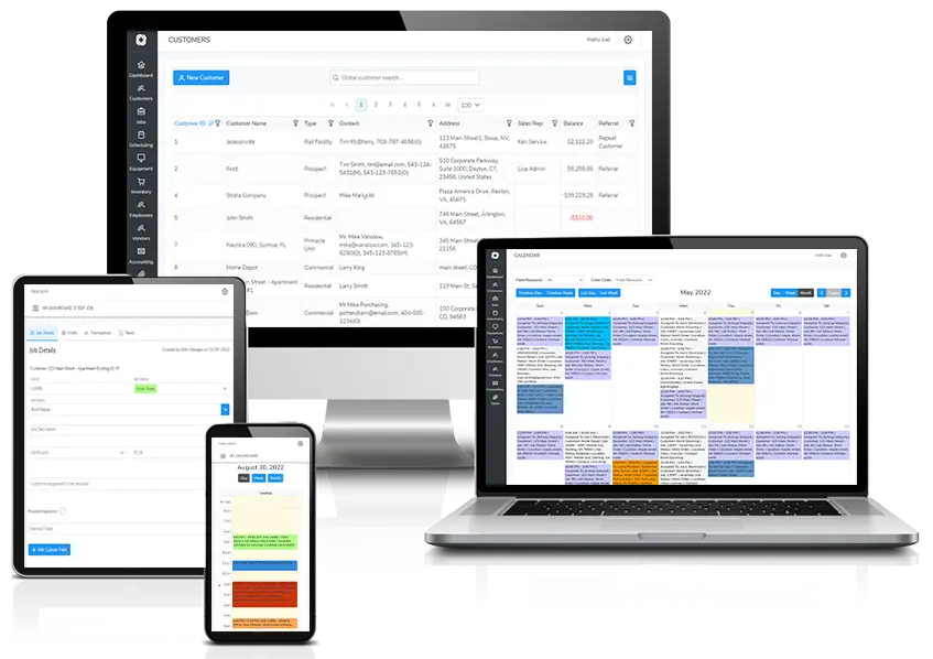 Mobile devices showing scheduling using handyman software