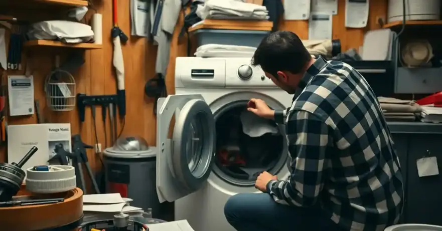 Man in front of dryer
