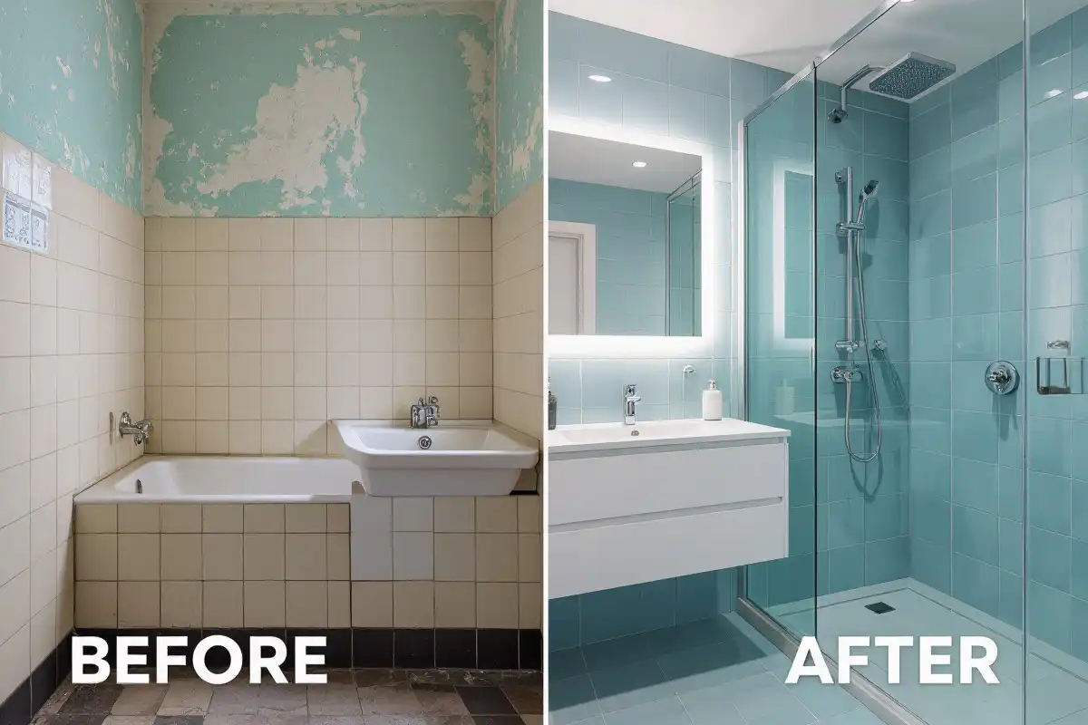 Bathroom Before and After Photo