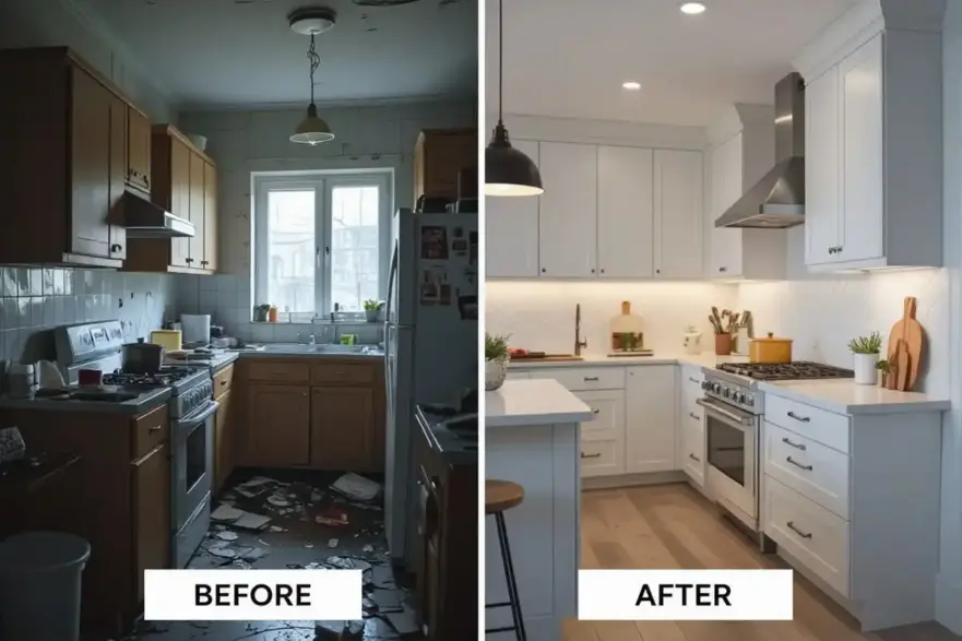 Before and ffter handyman Photo of small kitchen