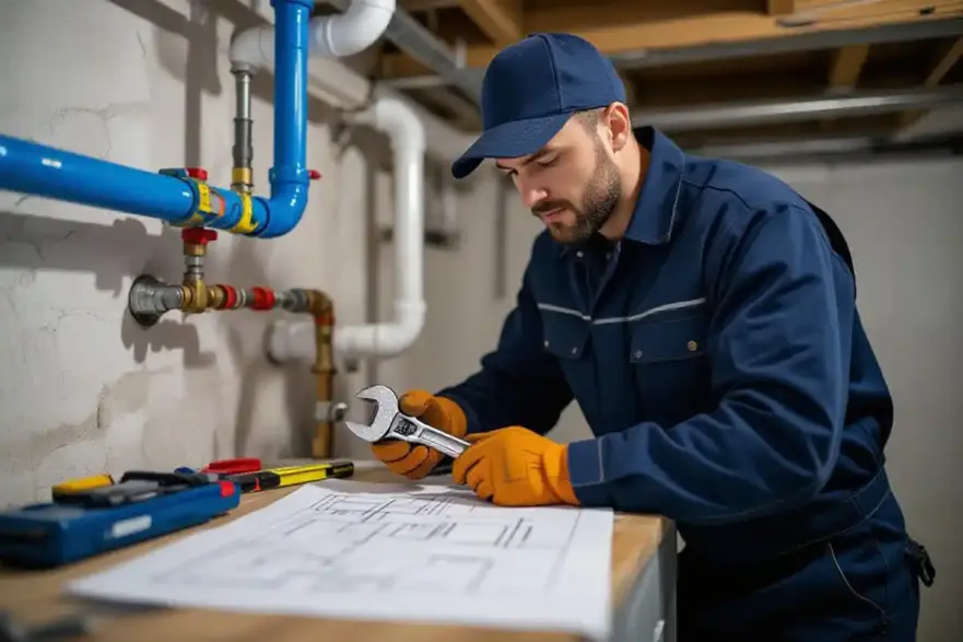 Plumber holding a wrench