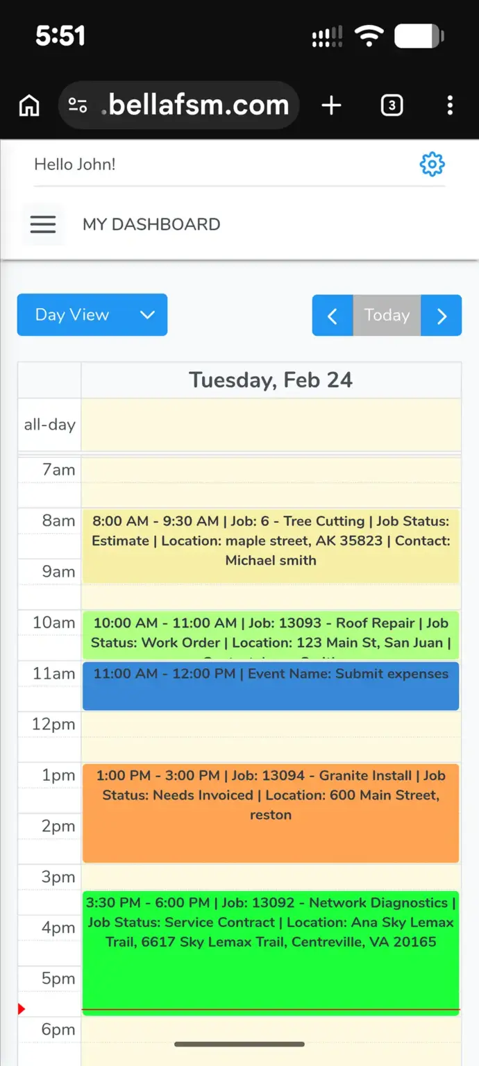 Job scheduling tools with calendar month view