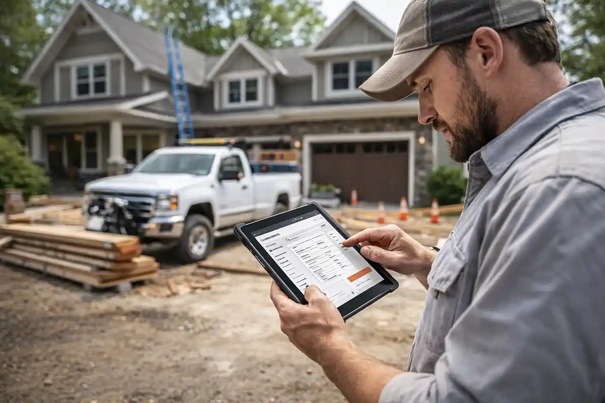 Contractor at residential job site