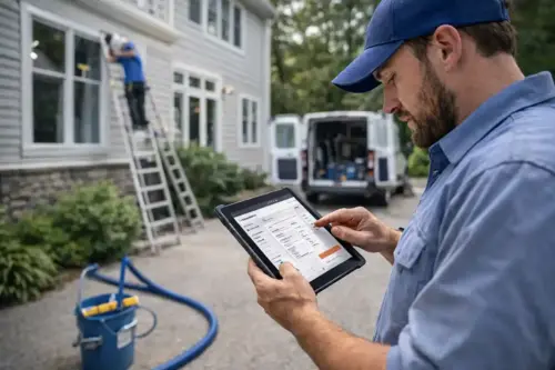 Window washer using software on mobile tablet