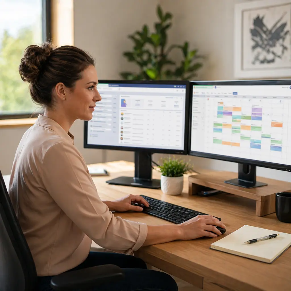 Dispatcher reviewing service agreement program