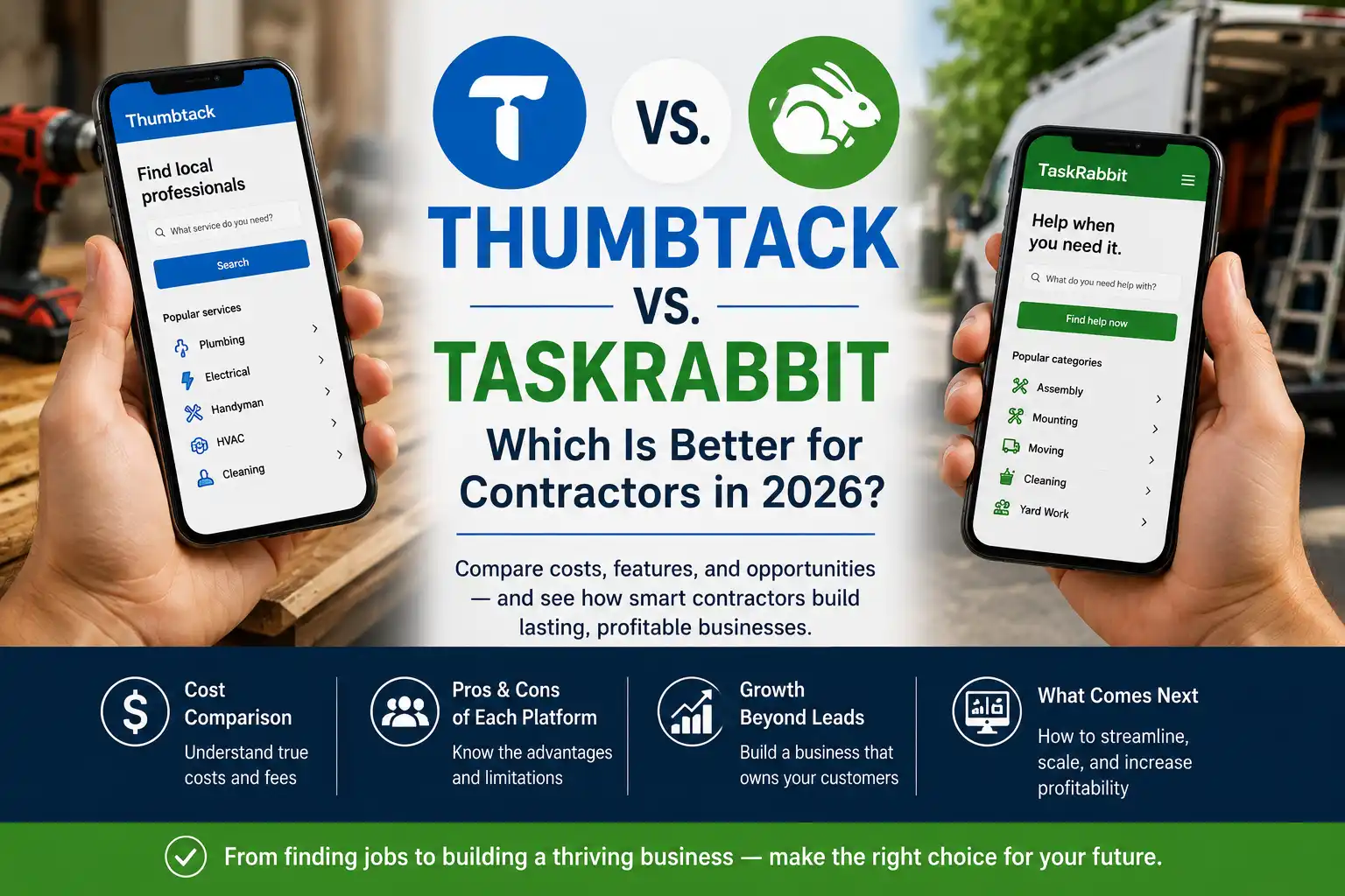 Featured image for - Thumbtack vs. TaskRabbit: Which Is Better for Contractors?
