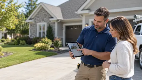 Roofer nailing shingles on a job tracked in roofing CRM software